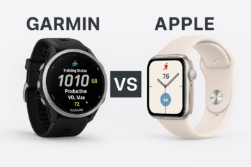 une montre Garmin et une Apple Watch